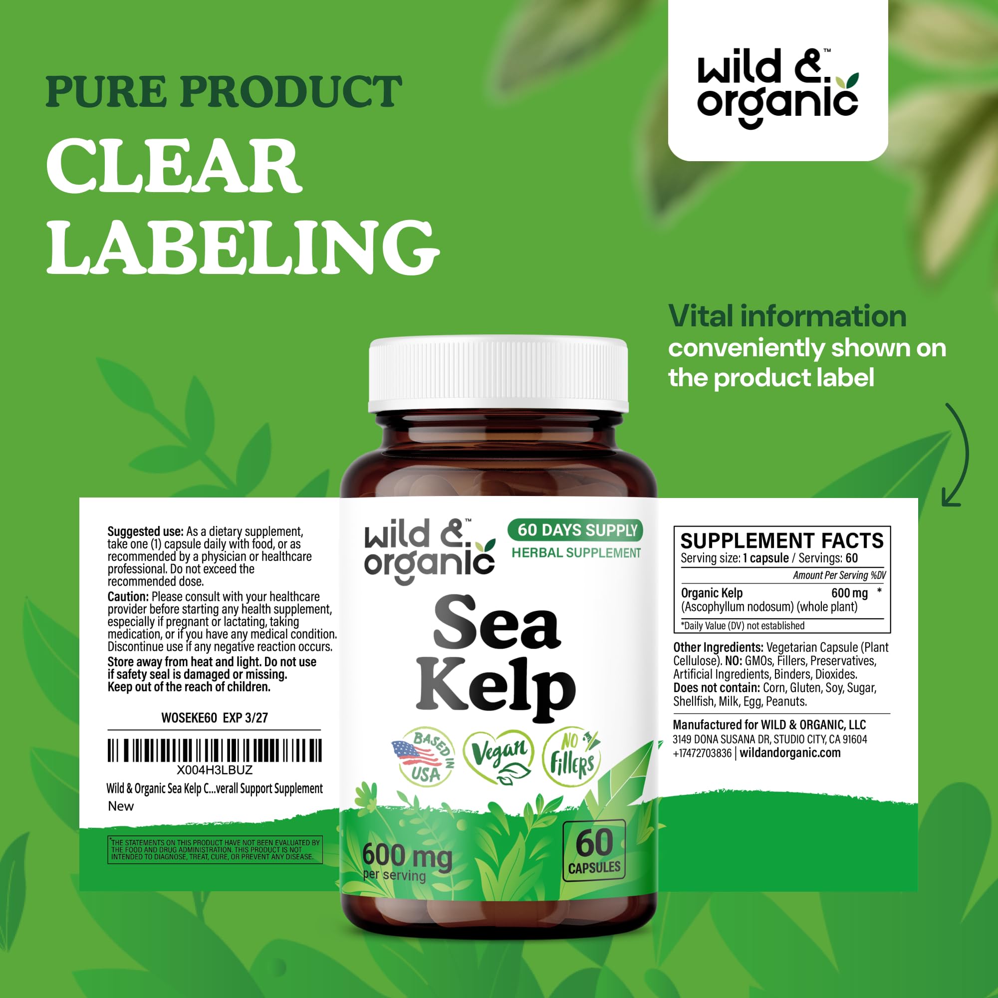Wild & Organic Sea Kelp packaging opened to reveal capsules inside