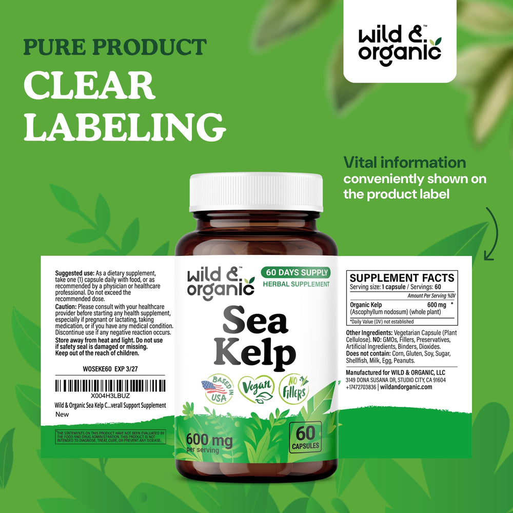 Wild & Organic Sea Kelp packaging opened to reveal capsules inside