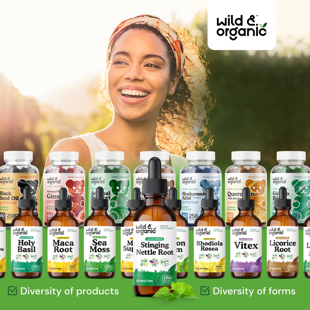 Lifestyle shot with nettle drops in morning routine setting.