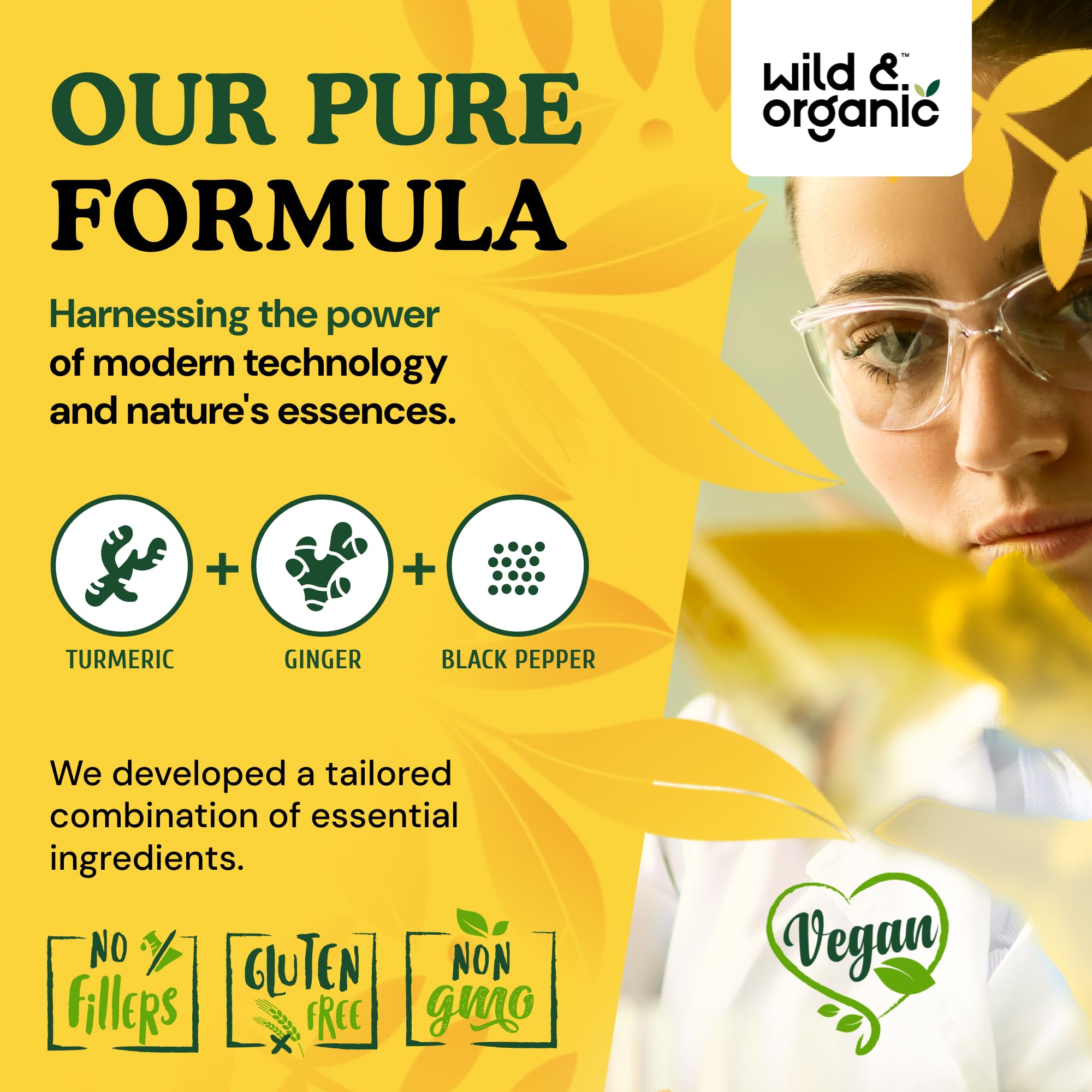 Wild & Organic bottle with glass of water for easy daily intake