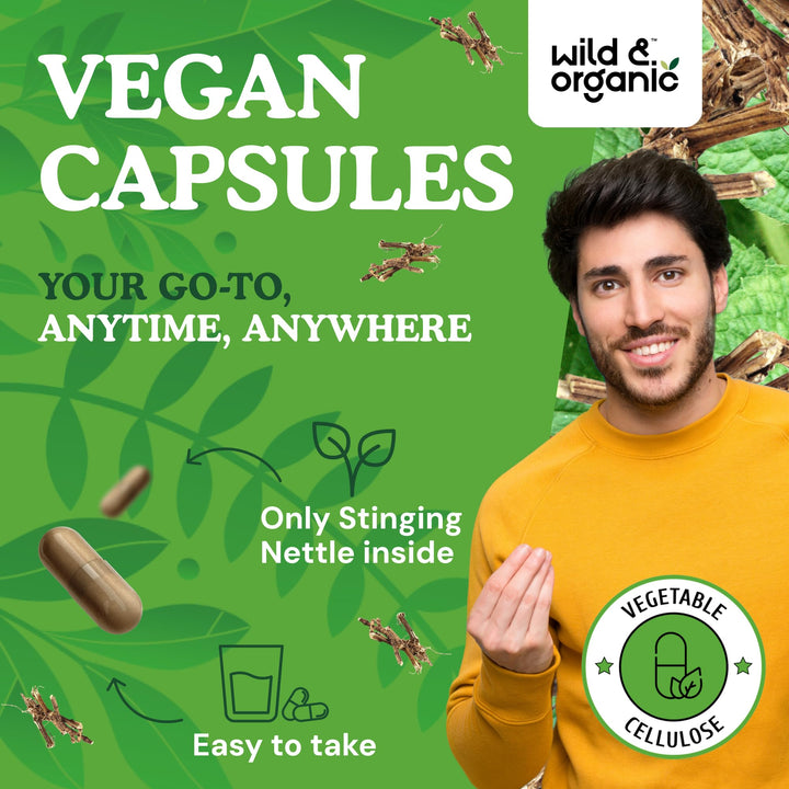 Wild & Organic vegan capsules outer pack illustrating plant-based supplement.