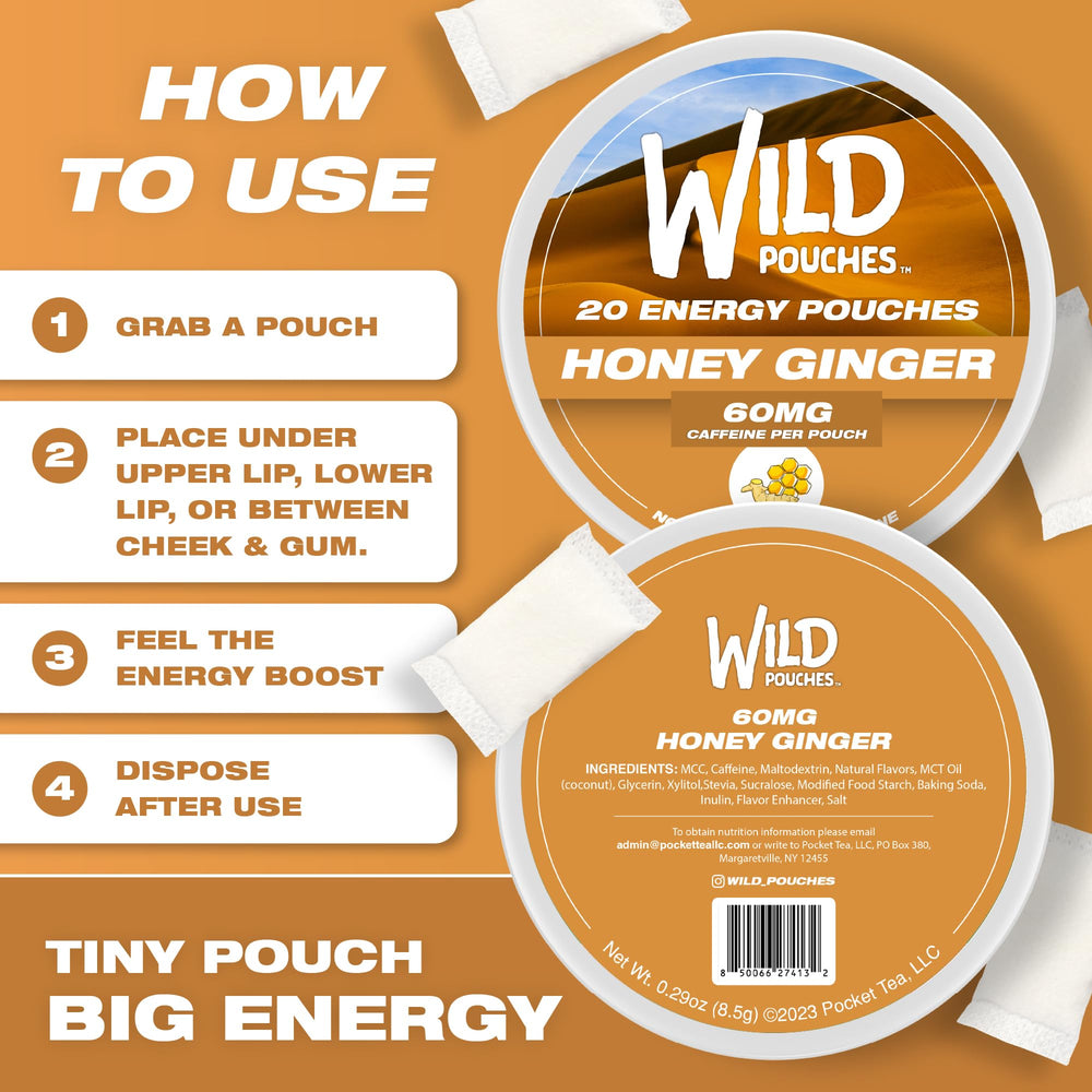 Wild Pouches 60mg caffeine dose enables focused study sessions.