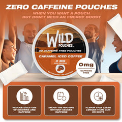 Wild Pouches caramel coffee 0mg packaging display USA designed quality