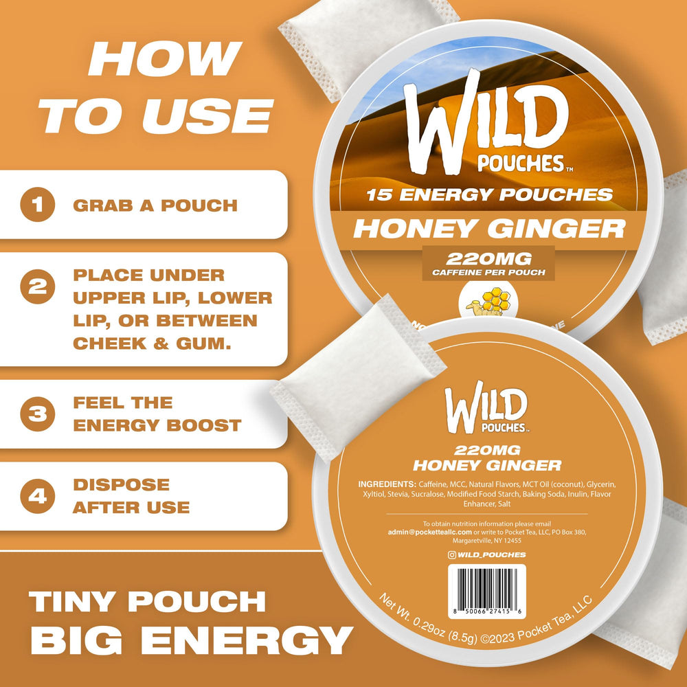 Wild Pouches Honey Ginger flavor close-up to emphasize taste experience.