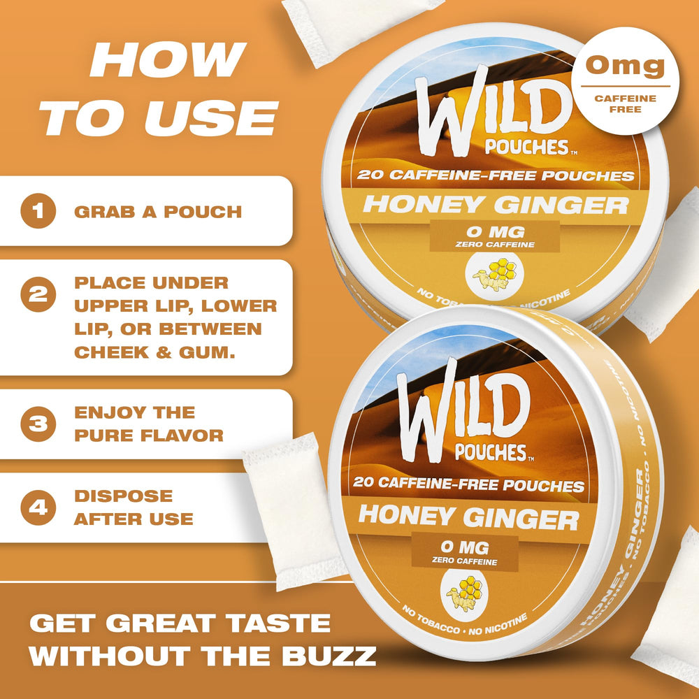 Wild Pouches Honey Ginger mouthfeel illustration conveys smooth comfortable texture