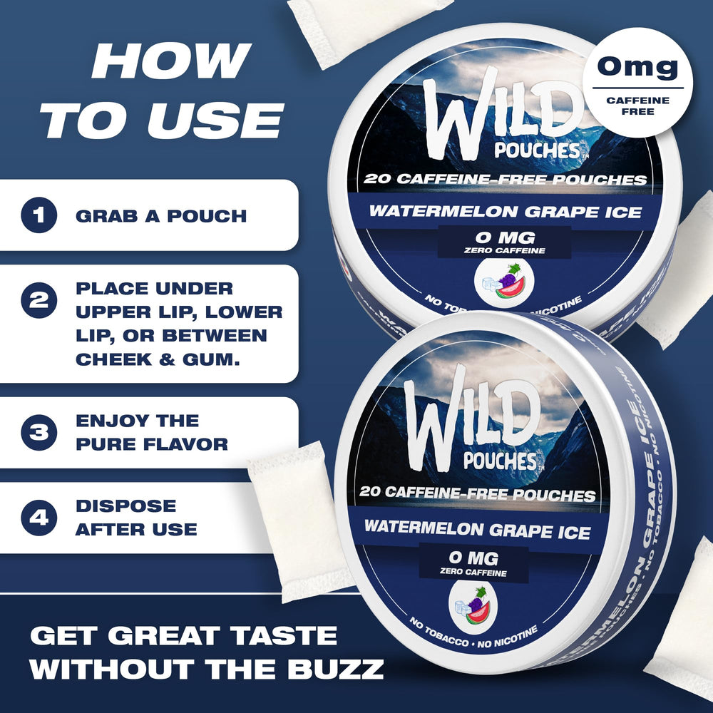 Wild Pouches iced watermelon grape 0mg textured pack showcases premium packaging.