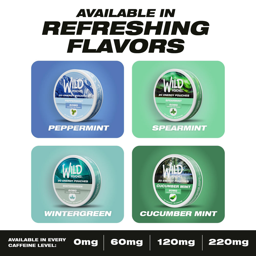 Wild Pouches spearmint flavor provides refreshing energy boosts.