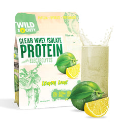 WILD SOCIETY Clear Protein Lemon Lime bottle for refreshing post-workout hydration