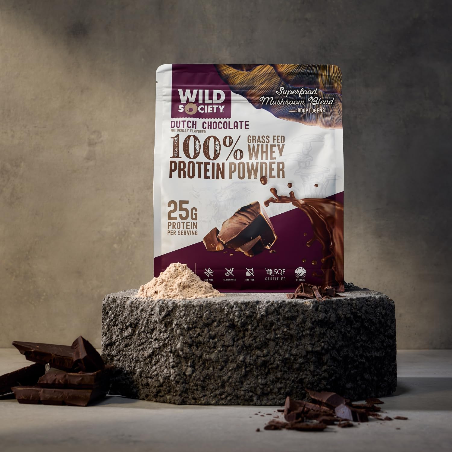 Wild Society cold-processed whey powder texture preserves nutrients and flavor