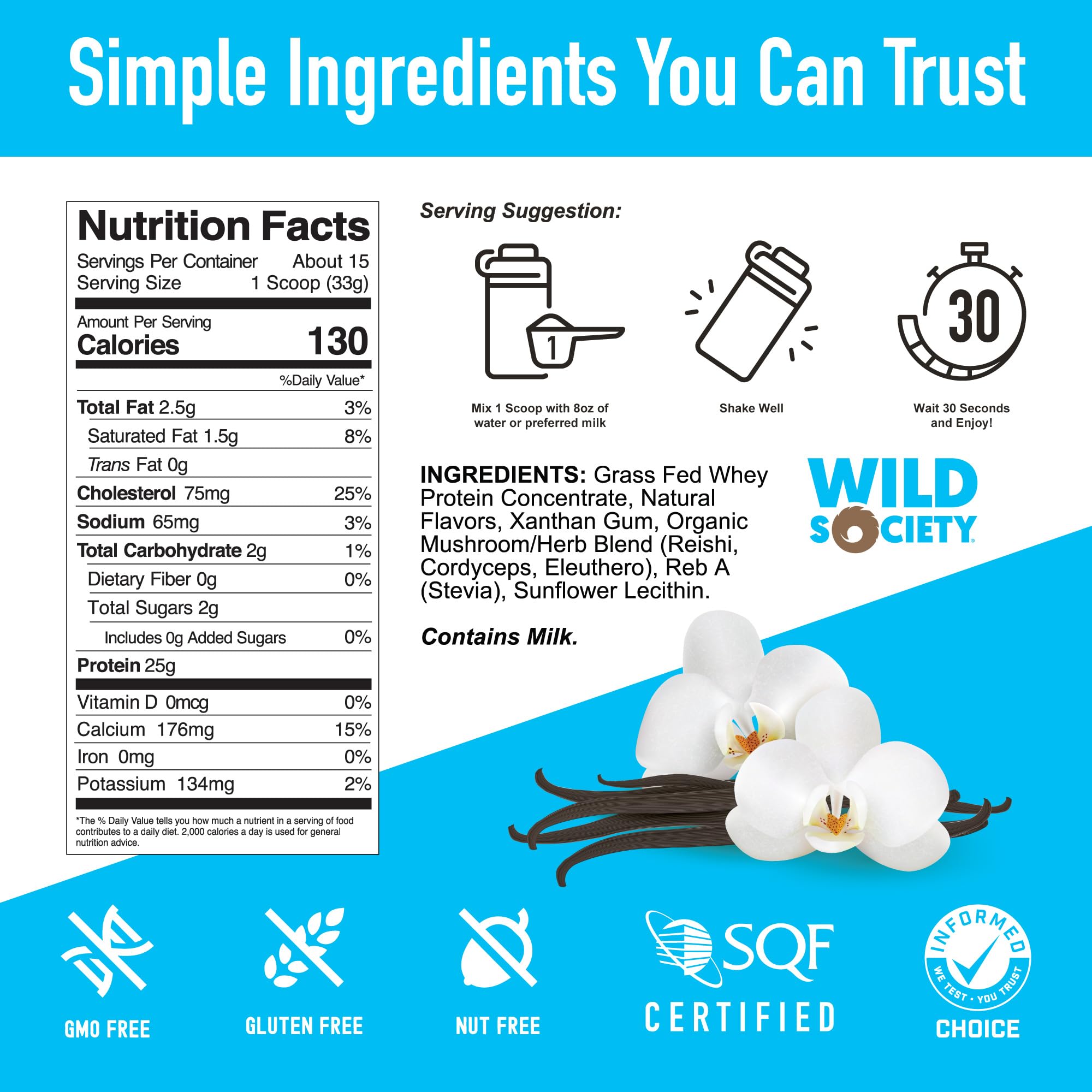 Wild Society no added sugar seal emphasizes clean ingredients.