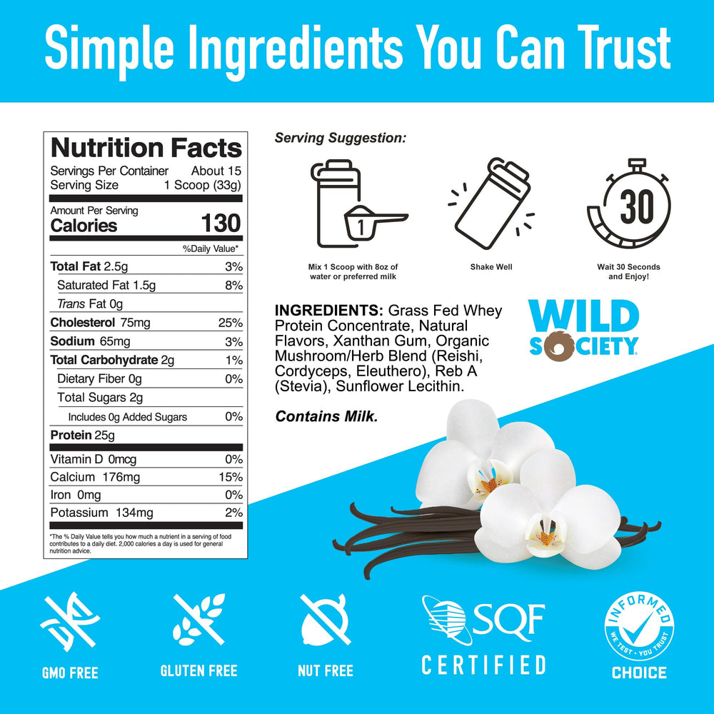 Wild Society no added sugar seal emphasizes clean ingredients.