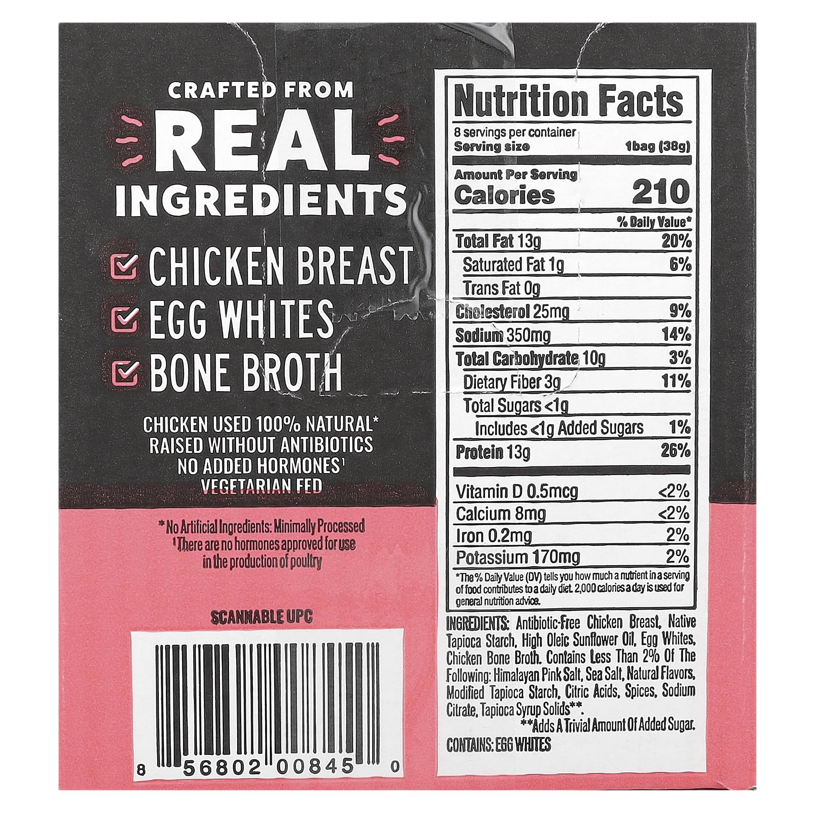 Wilde Brands Protein Chips Himalayan Salt pack highlights gluten-free, minimally processed ingredients.