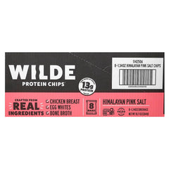 Wilde Brands Protein Chips ingredients close-up featuring antibiotic-free chicken.