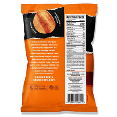 WILDE Chips Buffalo close-up highlights natural chicken-based chips with 13g protein.