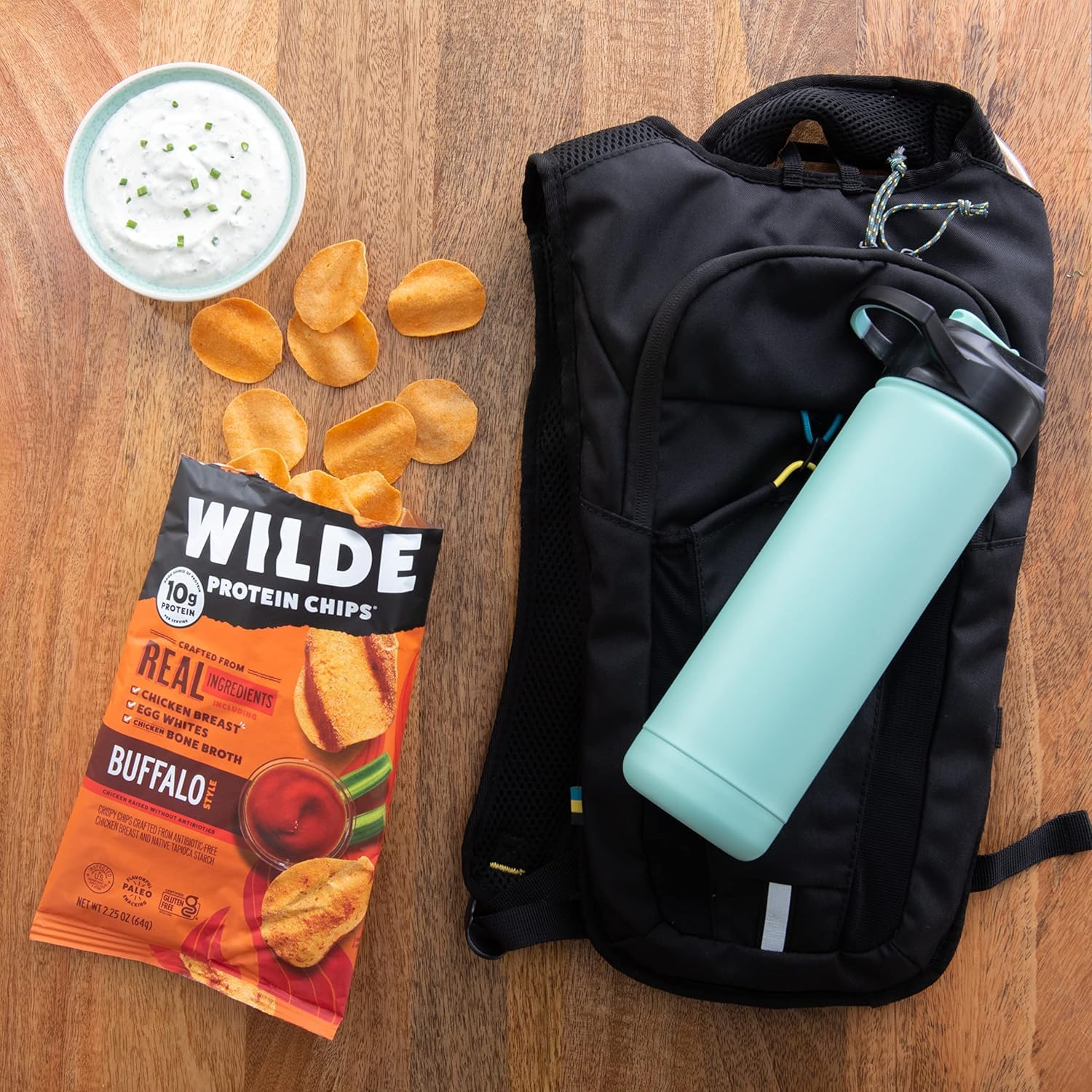 WILDE Chips crisp texture close-up shows a potato-free crunch.