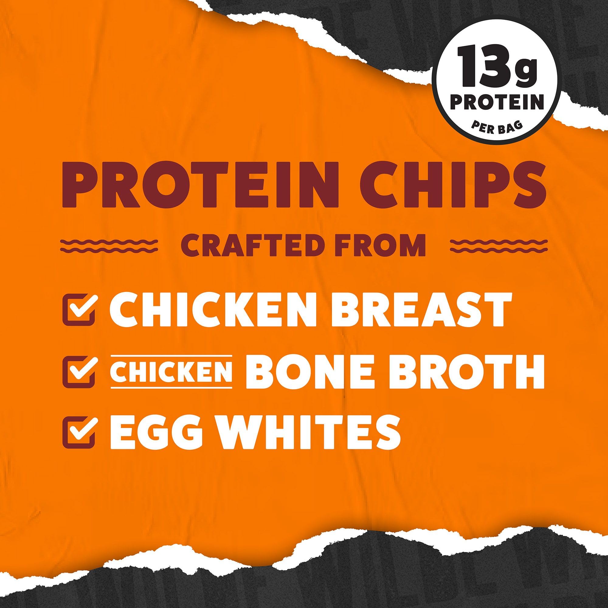 Wilde Chips ingredients list graphic highlighting real chicken and simple components