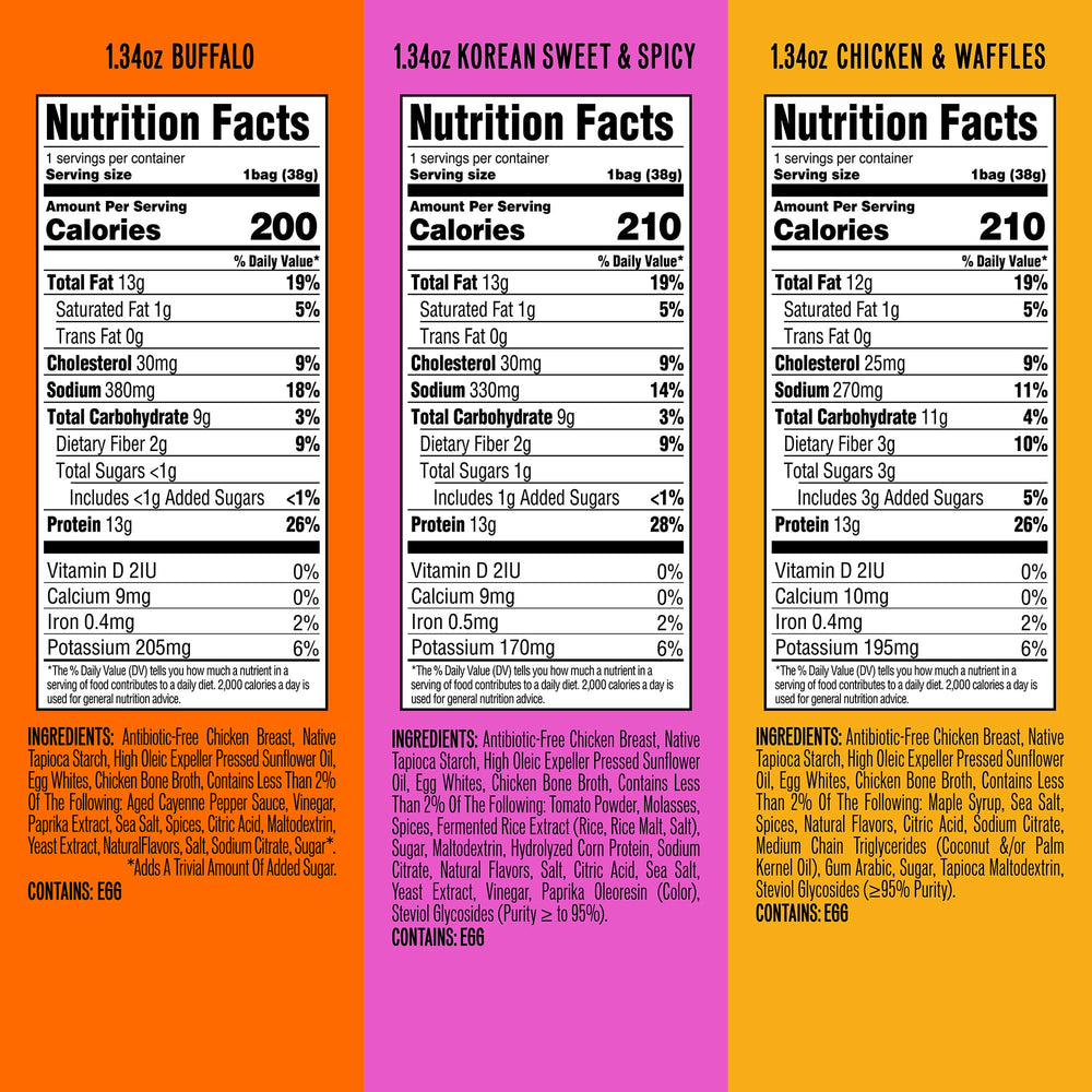 WILDE Protein Chips Chicken Waffles flavor pack shot, savory protein snack.