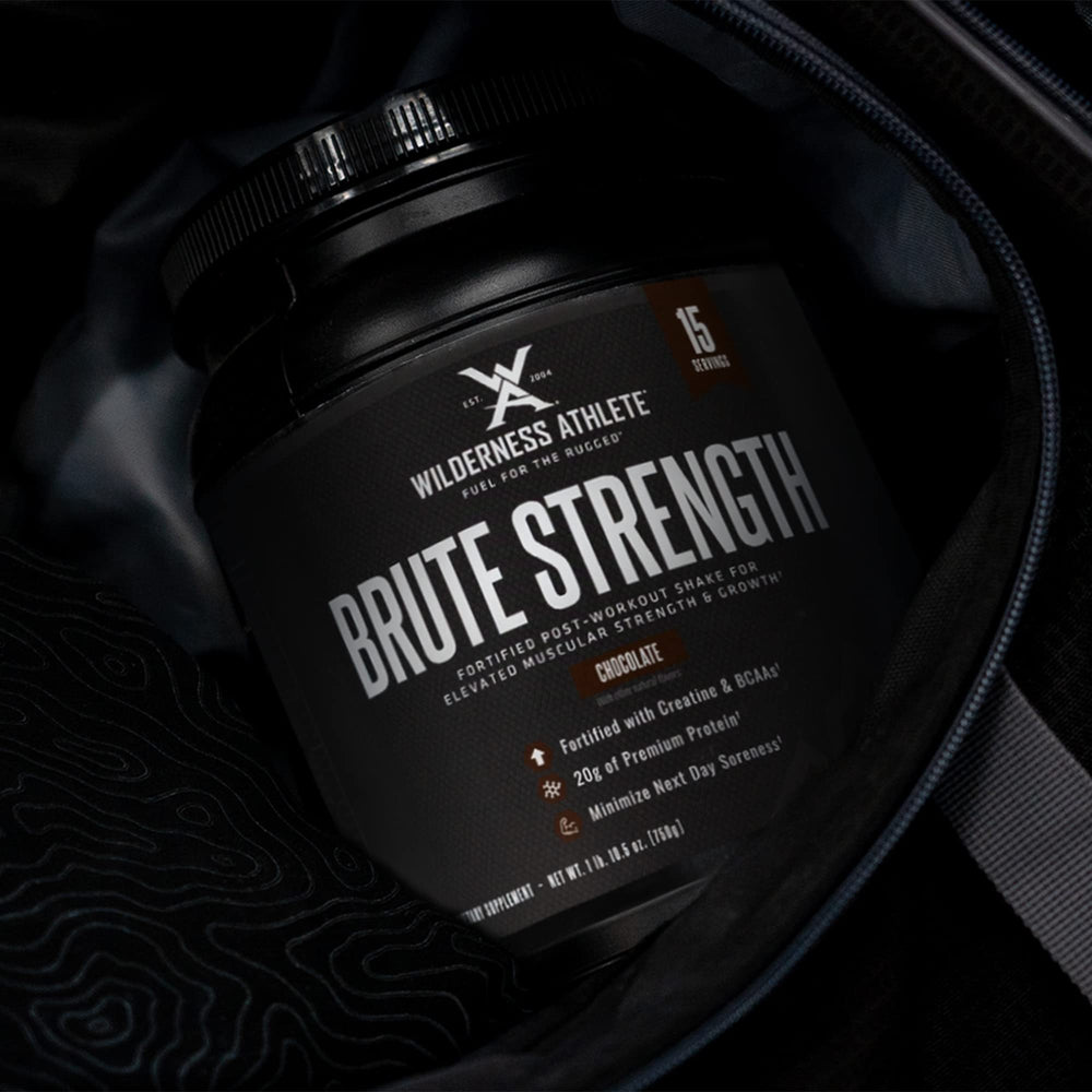 Wilderness Athlete Brute Strength powder ready to mix after training