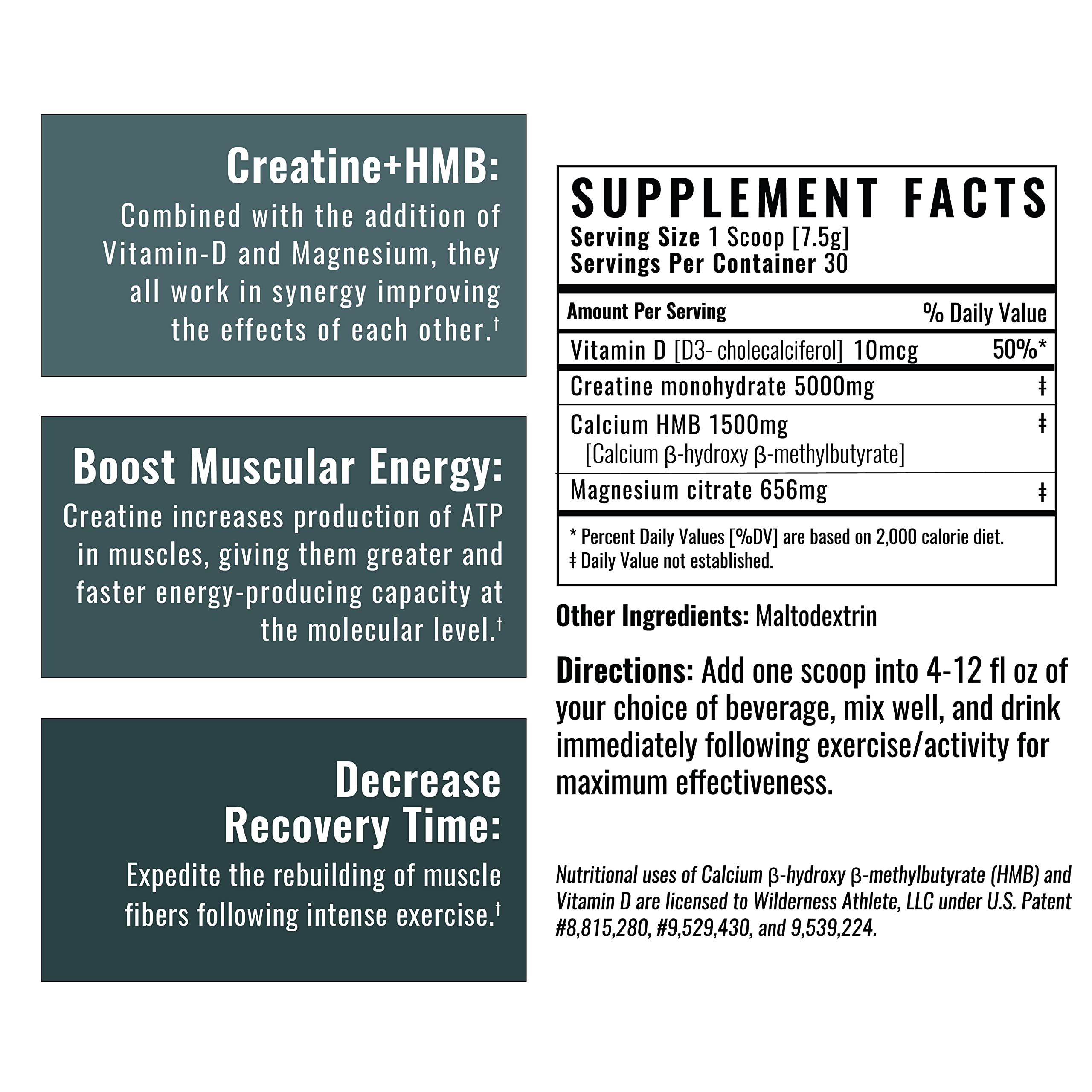 Close-up of Wilderness Athlete Creatine HMB label details