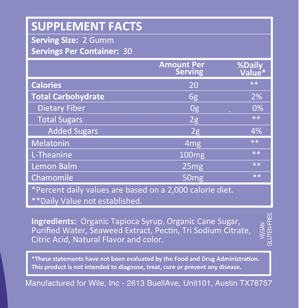 WILE Deep Sleep Gummies being poured from the bottle.