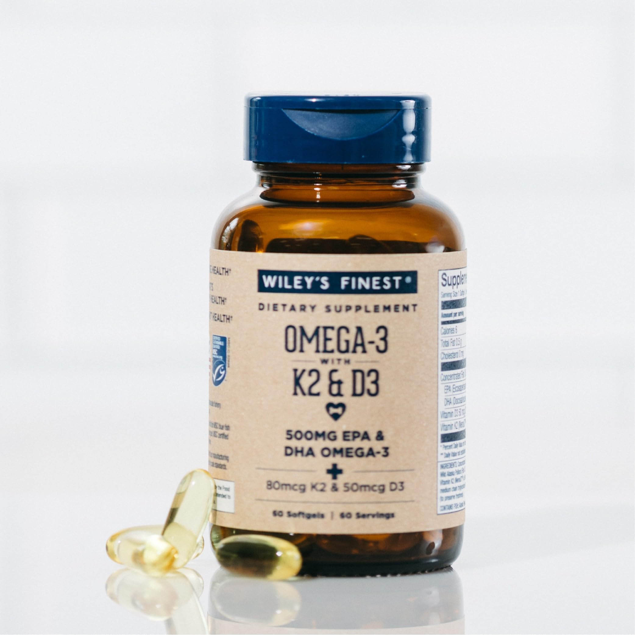 Icons for vitamin K2 and D3 on the bottle