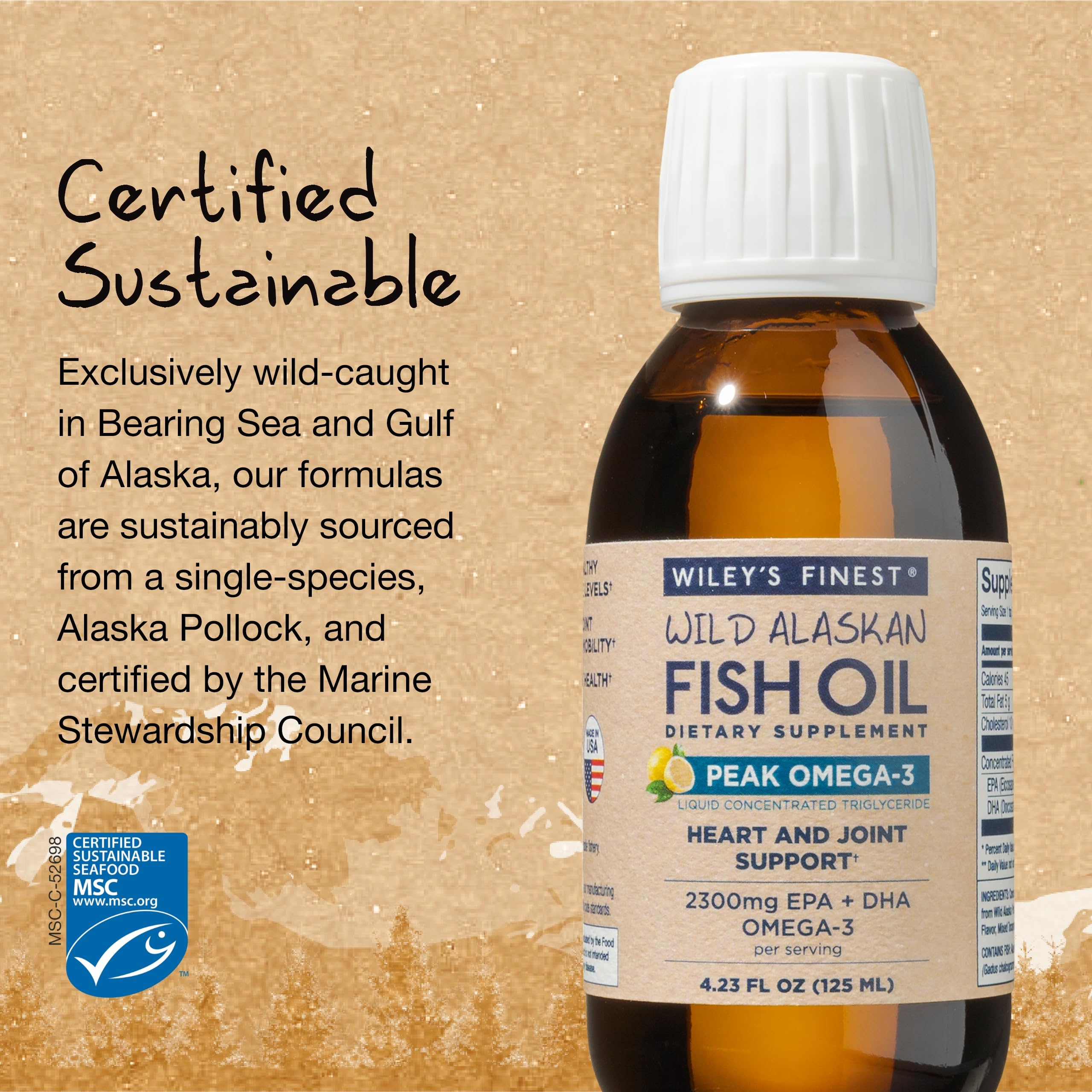 Wiley's Finest MSC-certified sustainability symbol on packaging.