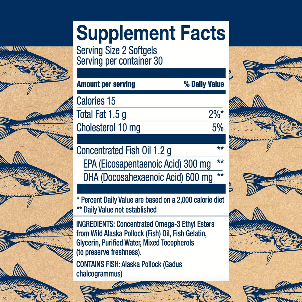 Wiley's Finest Peak DHA softgels close-up, high-potency omega-3 in convenient capsules.