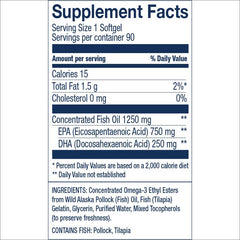 Close-up of Peak EPA softgels highlighting triple-strength omega-3 content.