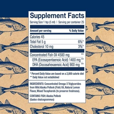 Wiley's Finest Peak Omega-3 lemon bottle front highlighting lemon flavor.