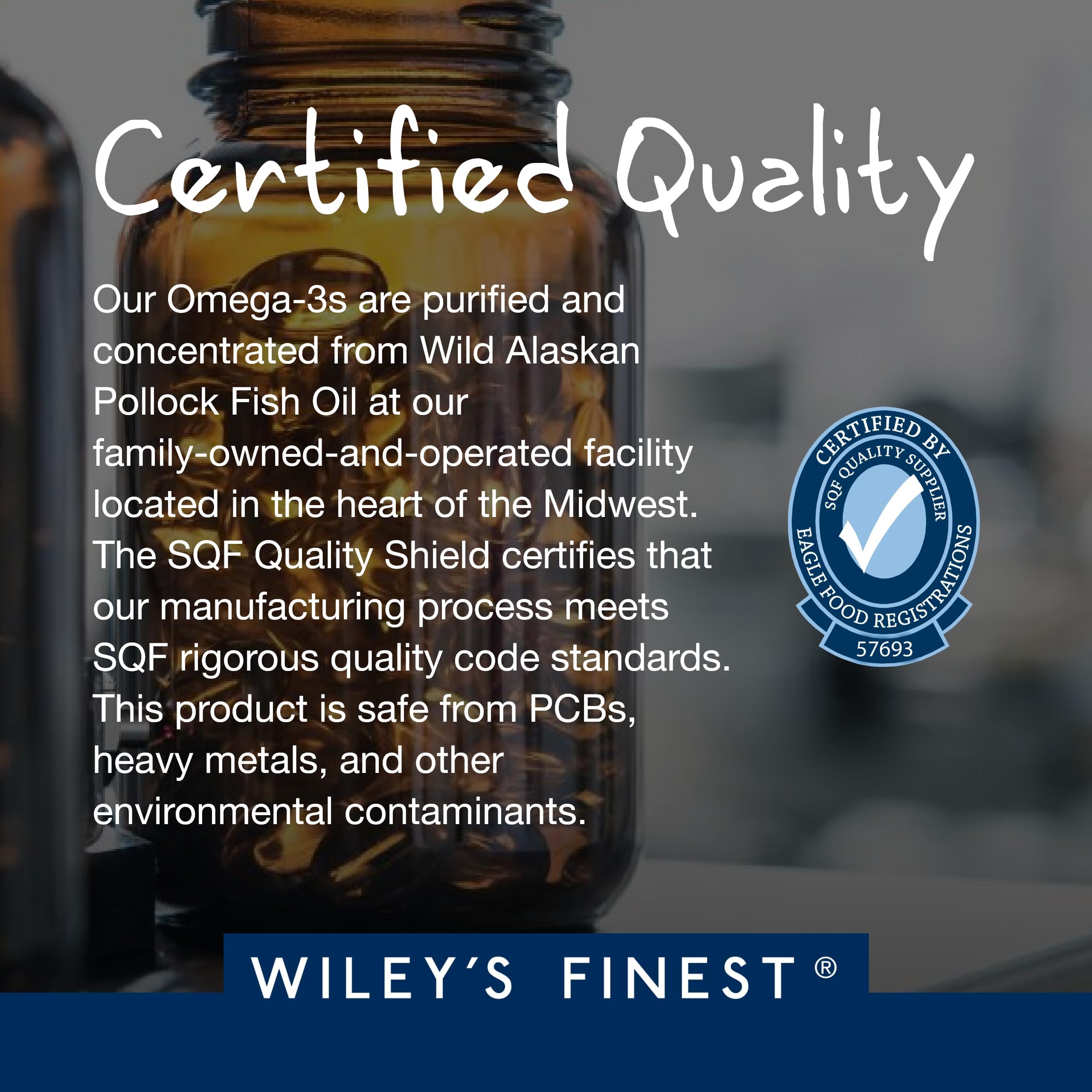 Bottle highlights wild Alaska Pollock from MSC-certified fishery.