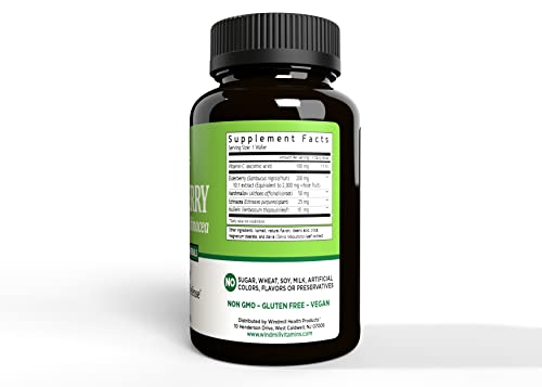 Windmill Elderberry capsules bottle back with ingredients and notes