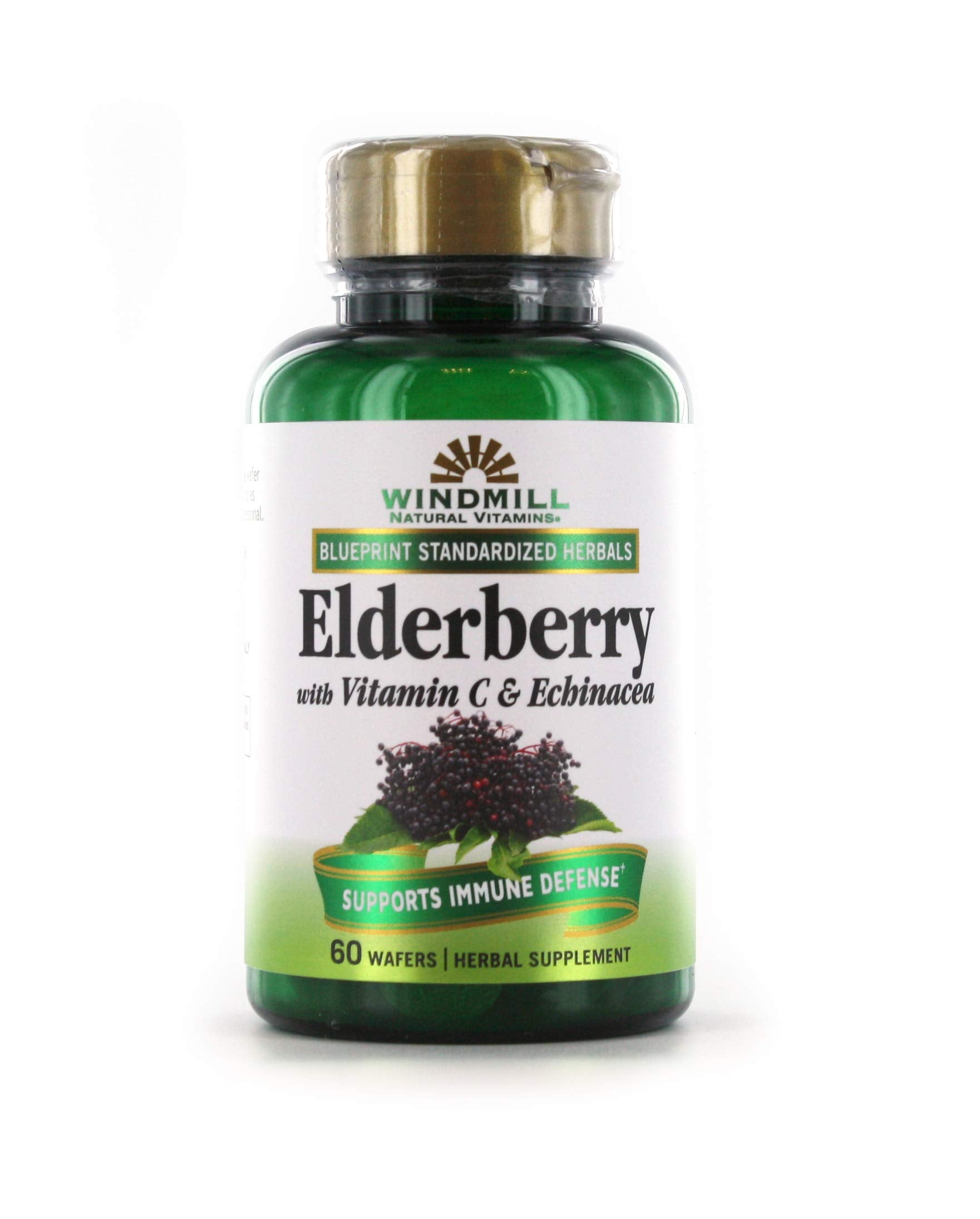 Windmill Elderberry capsules bottle front for daily immune-support