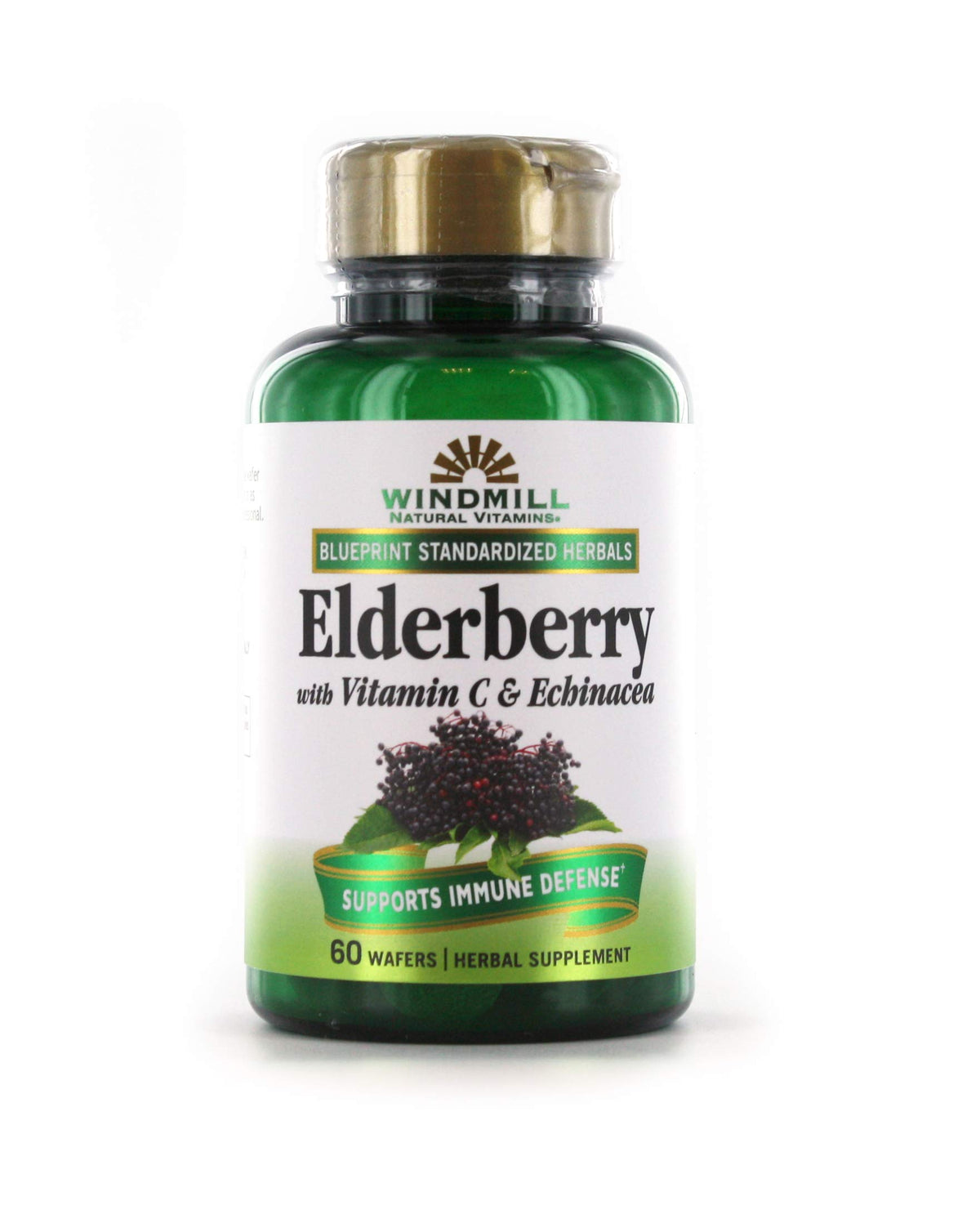 Windmill Elderberry capsules bottle front for daily immune-support