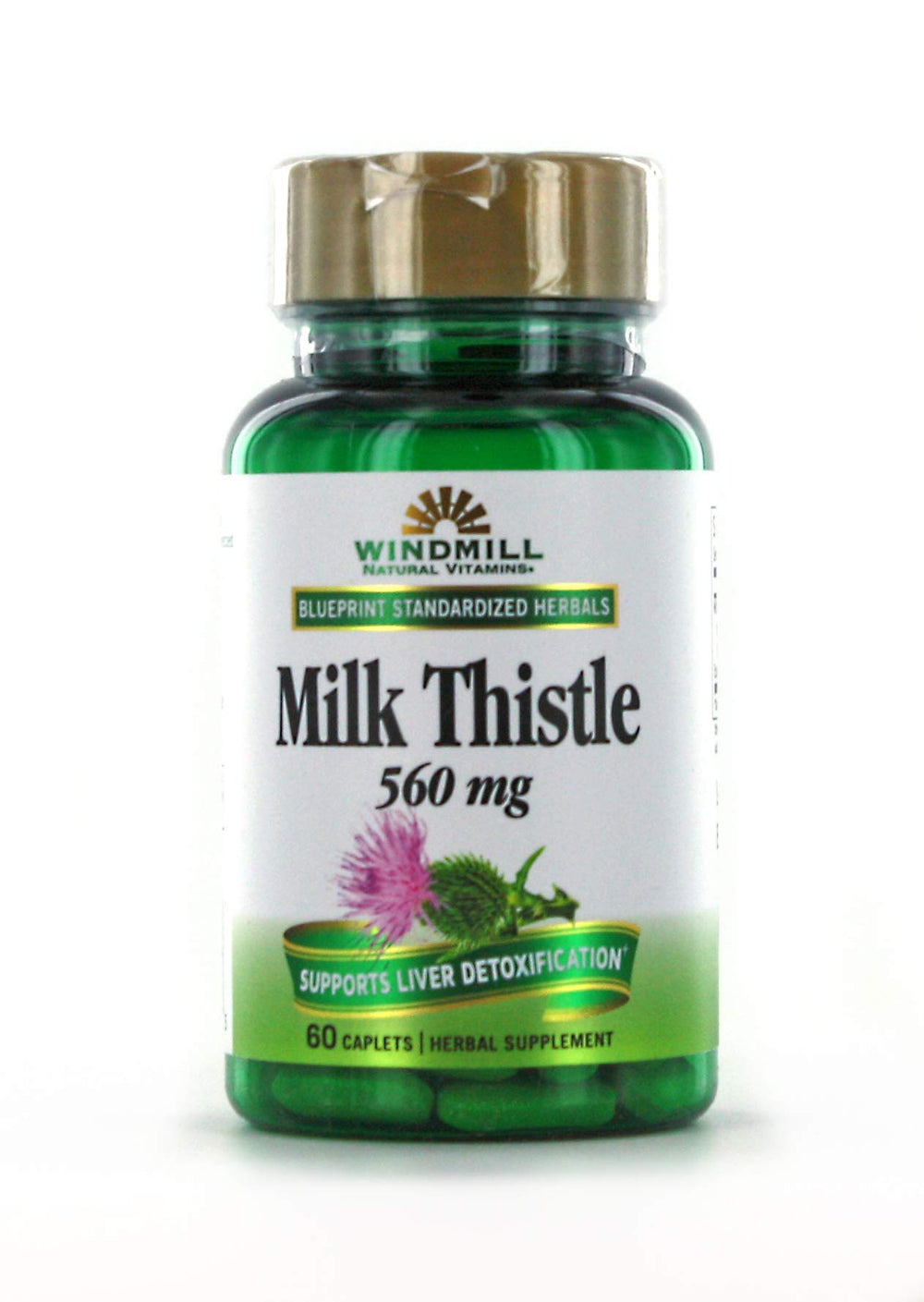 Windmill Milk Thistle bottle with 60 capsules for liver support and antioxidant benefits