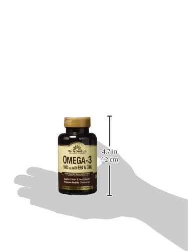 Closeup of Windmill Omega-3 softgels, easy to swallow