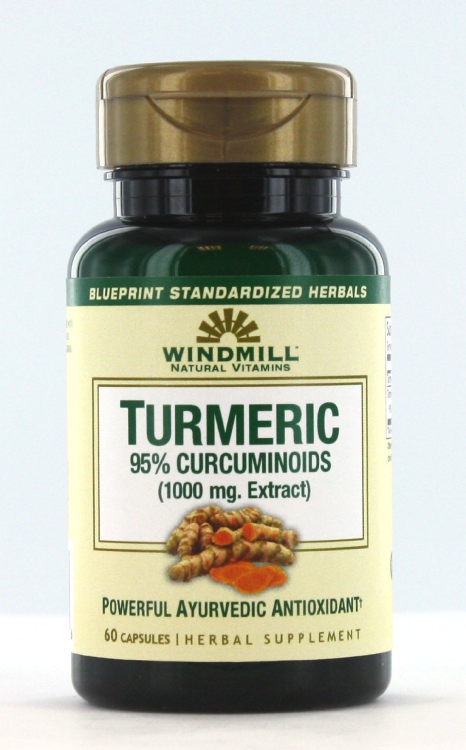 Windmill Turmeric 95% curcuminoids 1000 mg bottle showcases premium antioxidant support