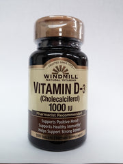 Windmill Vitamin D Tabs 1000IU bottle for daily bone and immune support.