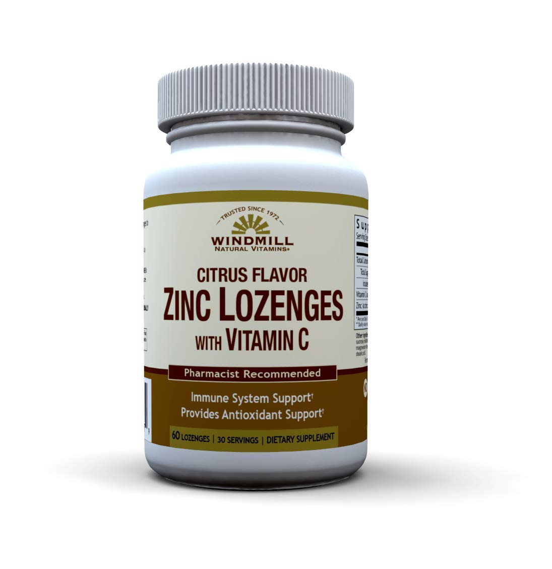 Windmill Zinc Lozenges honey lemon bottle ready for on-the-go immune support.