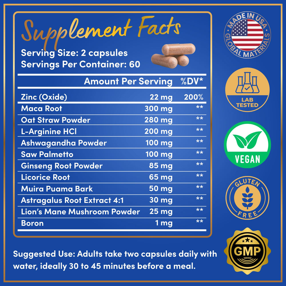 WINDSOR BOTANICALS L-Arginine capsules support blood flow and stamina.