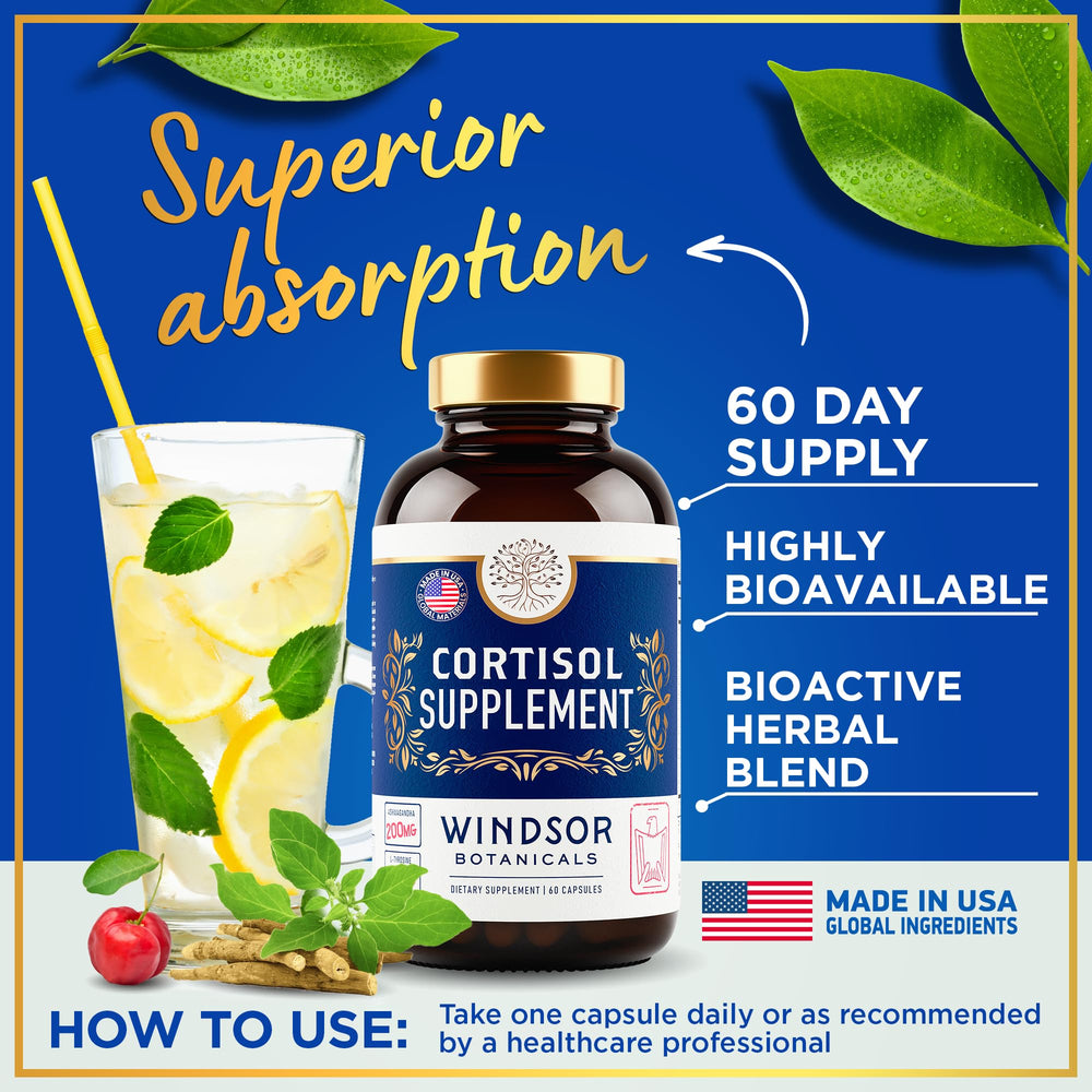 Windsor Botanicals ashwagandha extract capsule indicating adaptogenic support.
