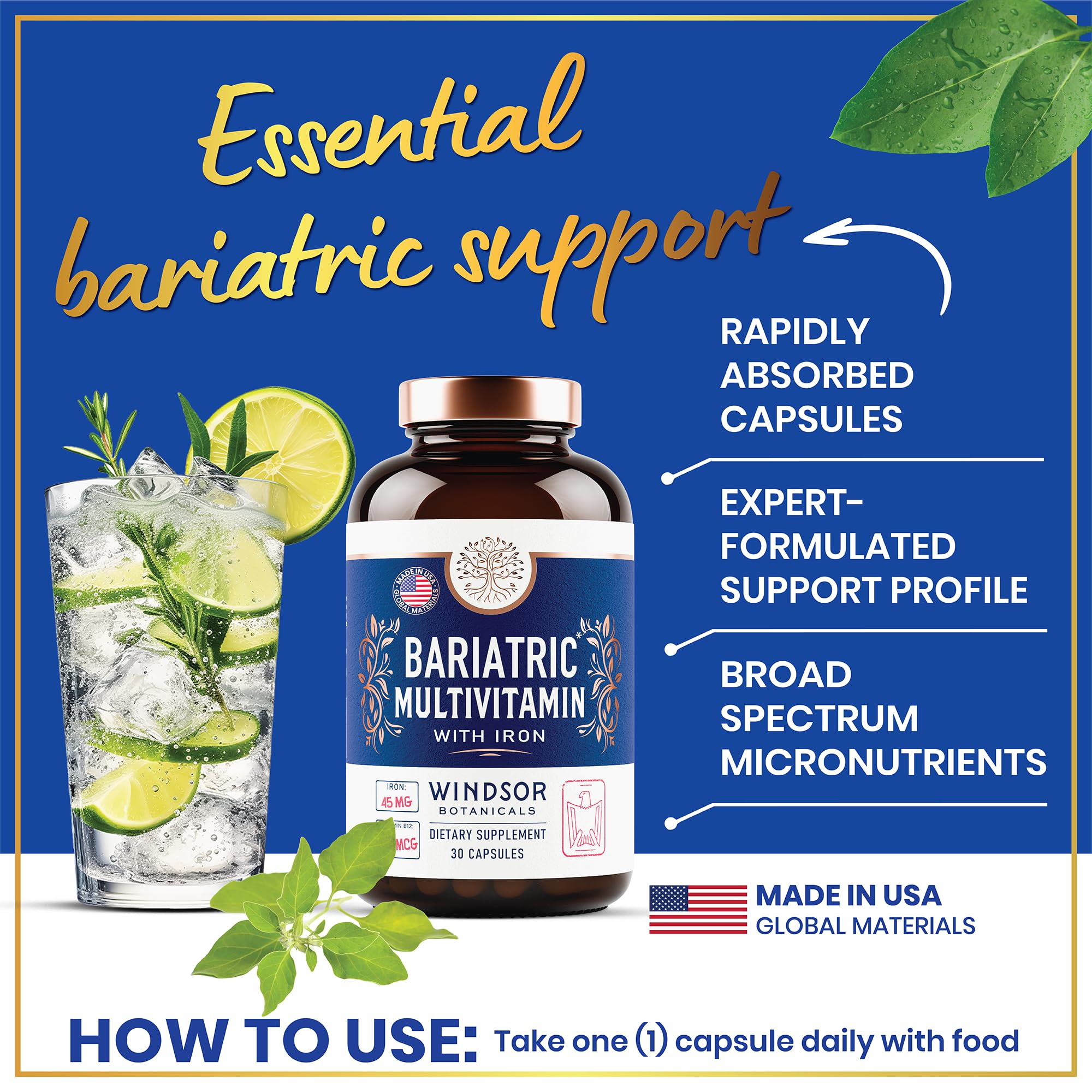 WINDSOR BOTANICALS bottle with GMP-certified manufacturing tag for quality.