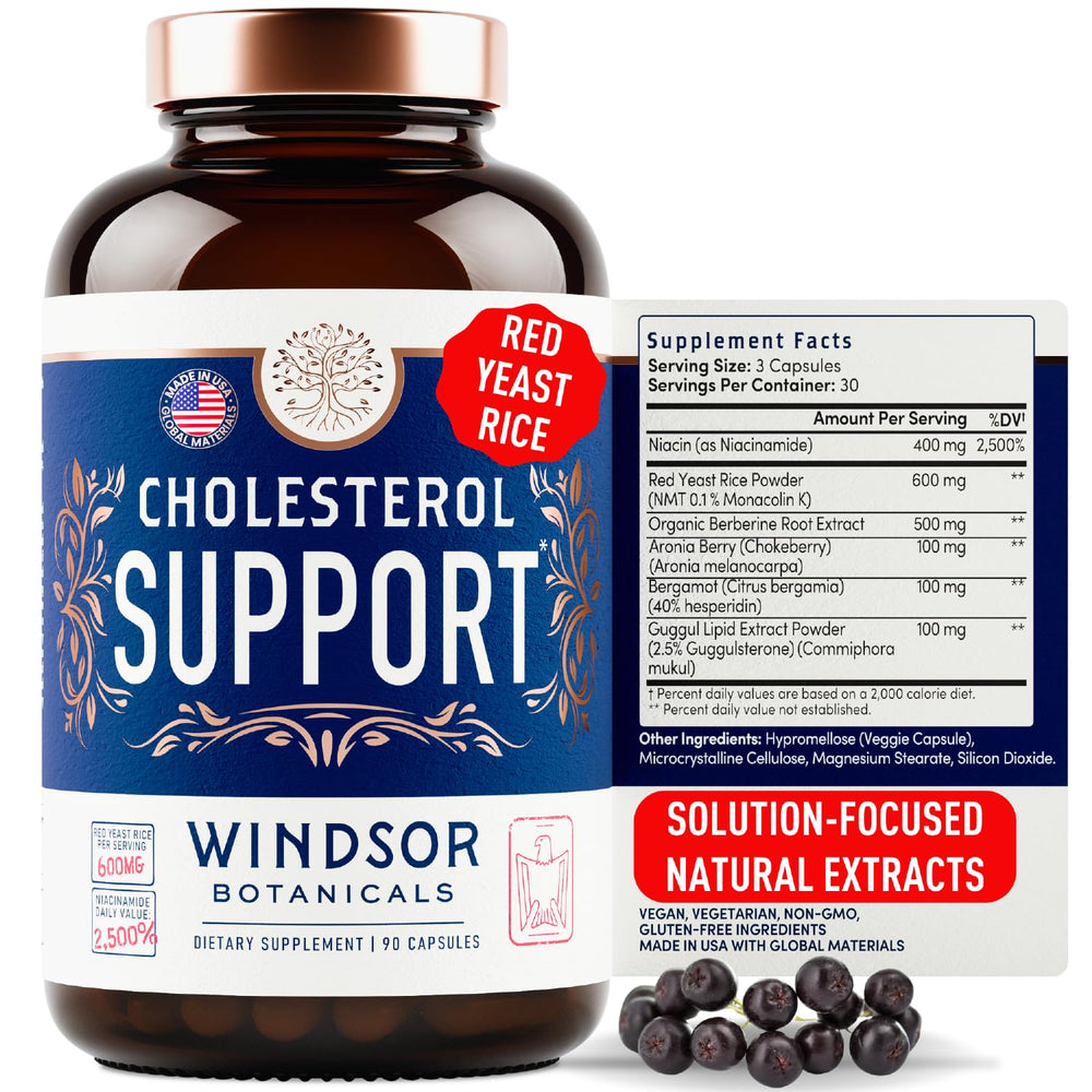 Windsor Botanicals cholesterol bottle pour for easy daily use and routine intake.