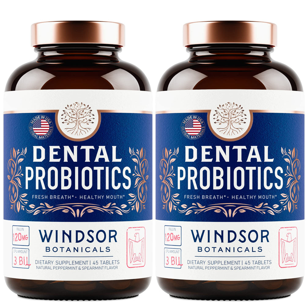 Windsor Botanicals dental probiotics on shelf ready for routine
