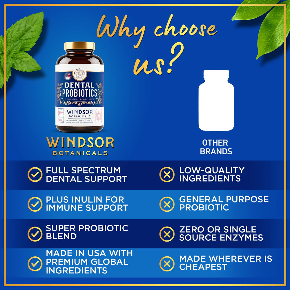 Windsor Botanicals mint-flavor tablet close-up with refreshing look