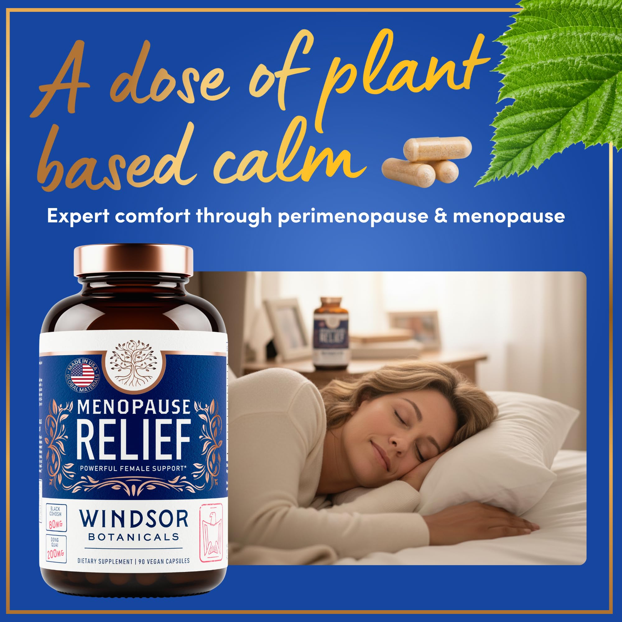 Windsor Botanicals night-time relief — capsules for more peaceful evenings.