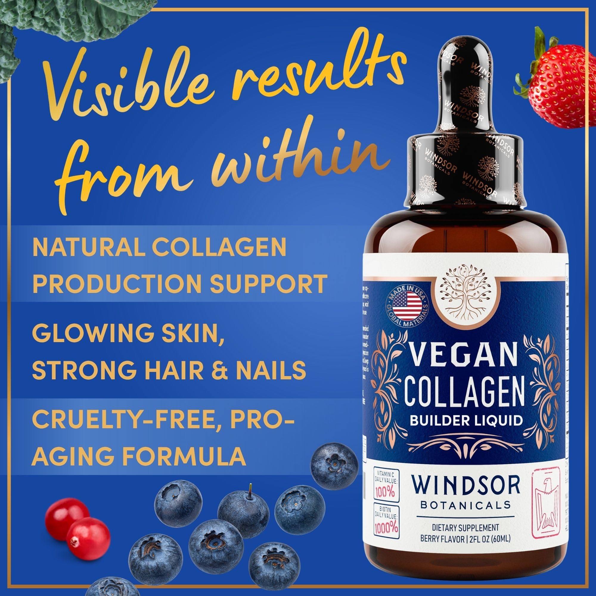 Windsor Botanicals organic fruit blend powering antioxidant support for skin.