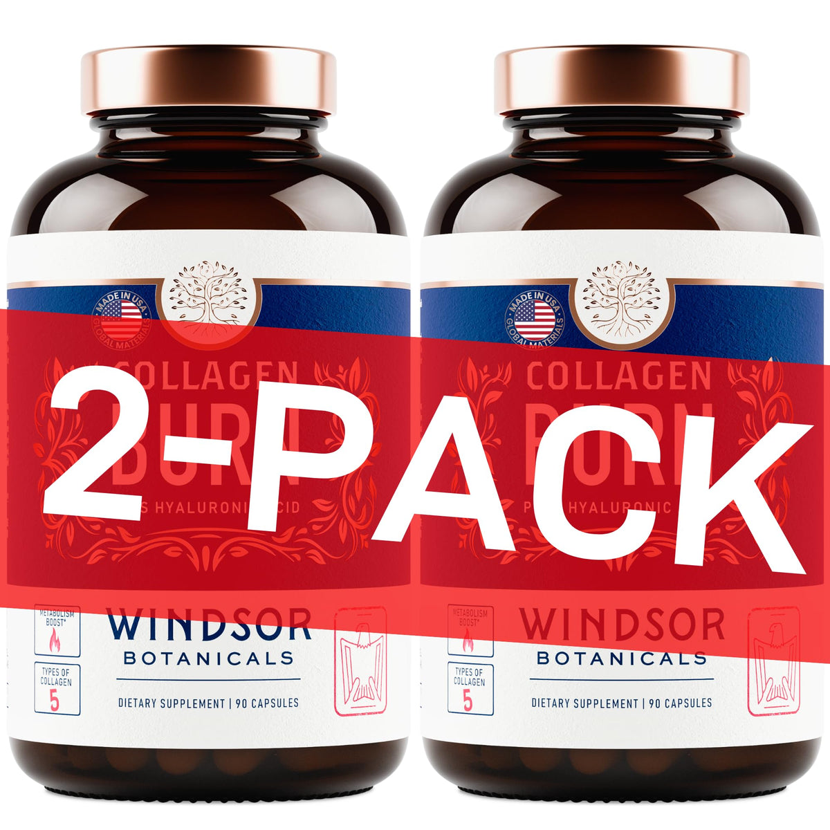WINDSOR BOTANICALS thermogenic collagen bottle supports skin and metabolism.