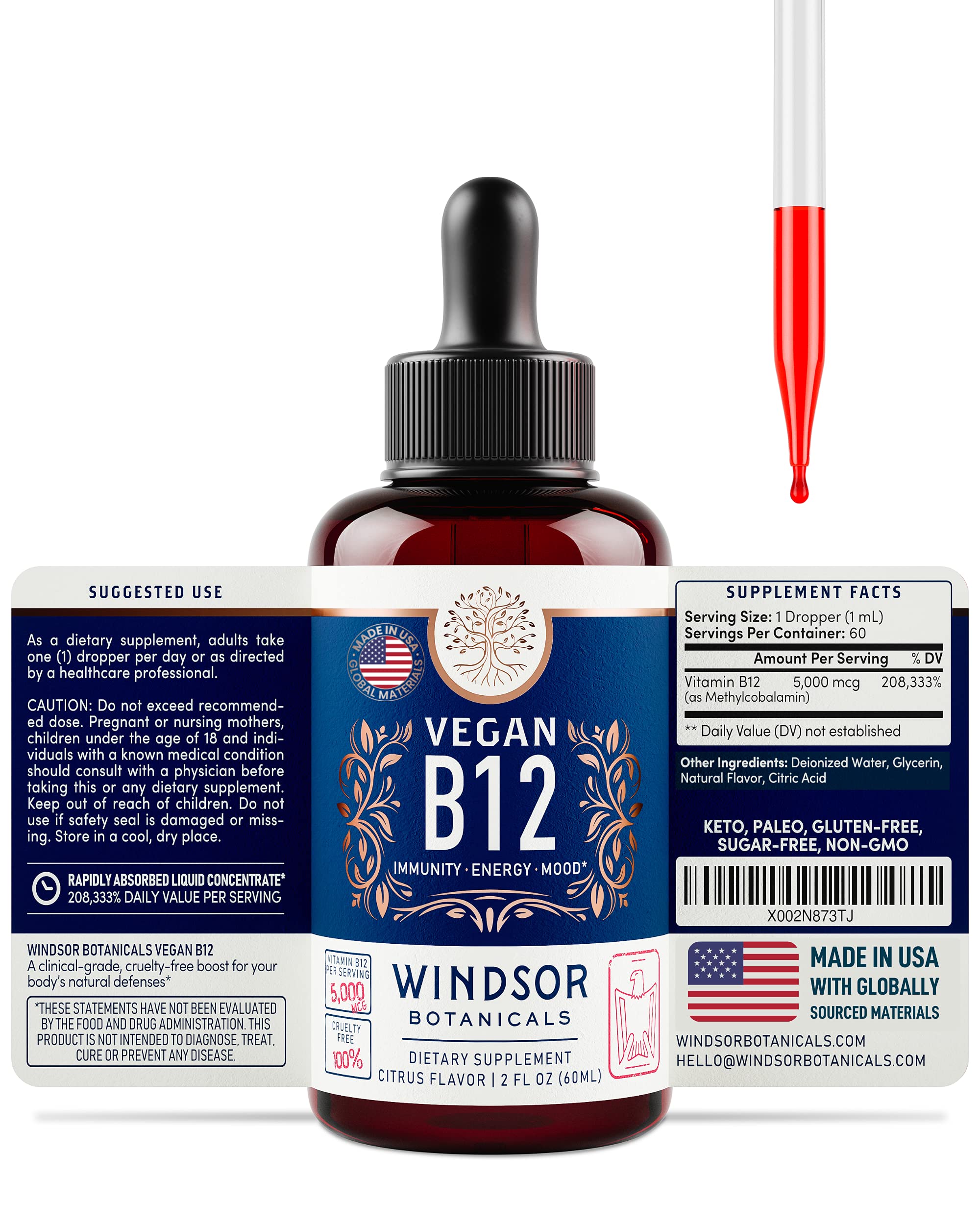 Windsor Botanicals Vegan B12 Liquid energy support in everyday use