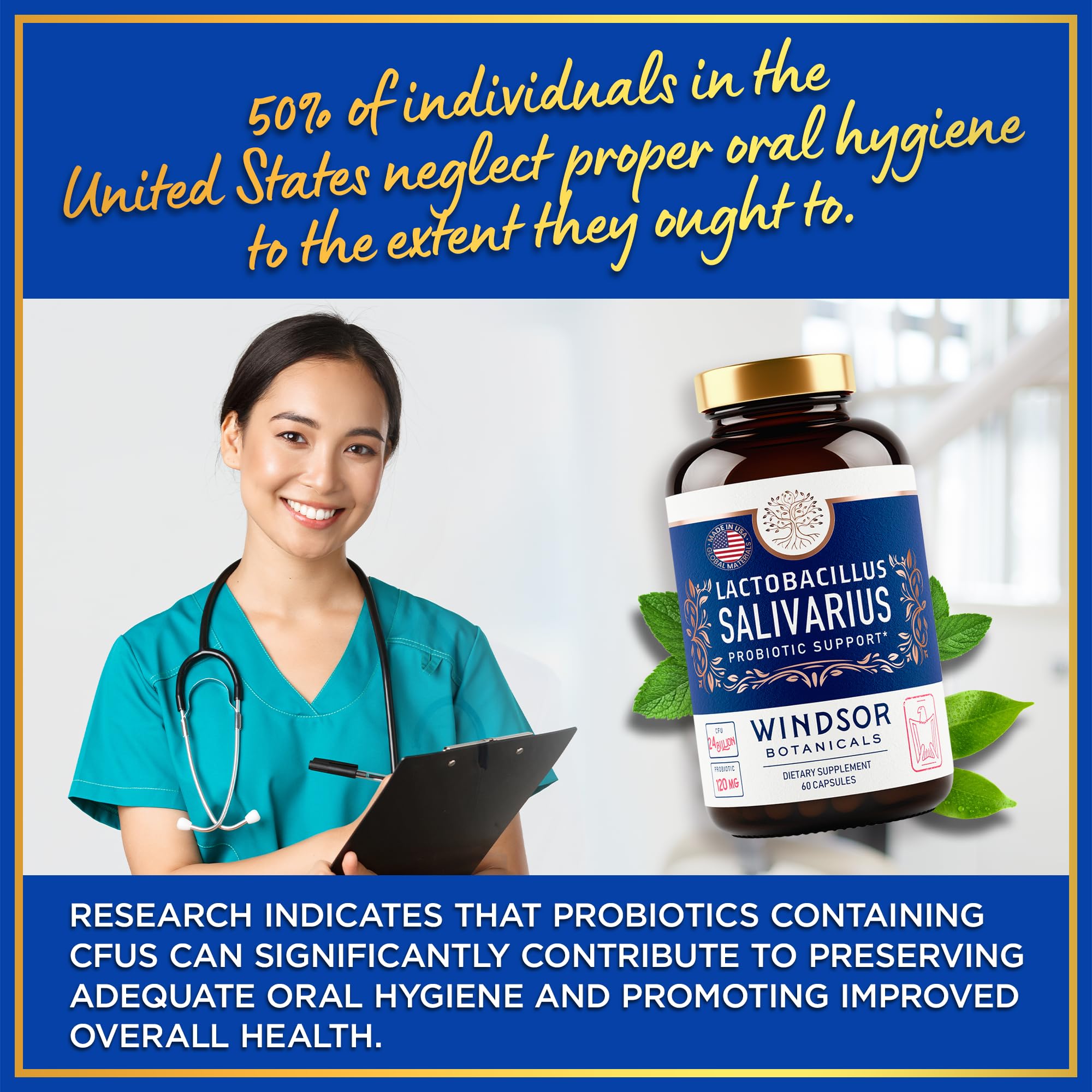 Windsor Botanicals vegan gluten-free probiotic capsules.