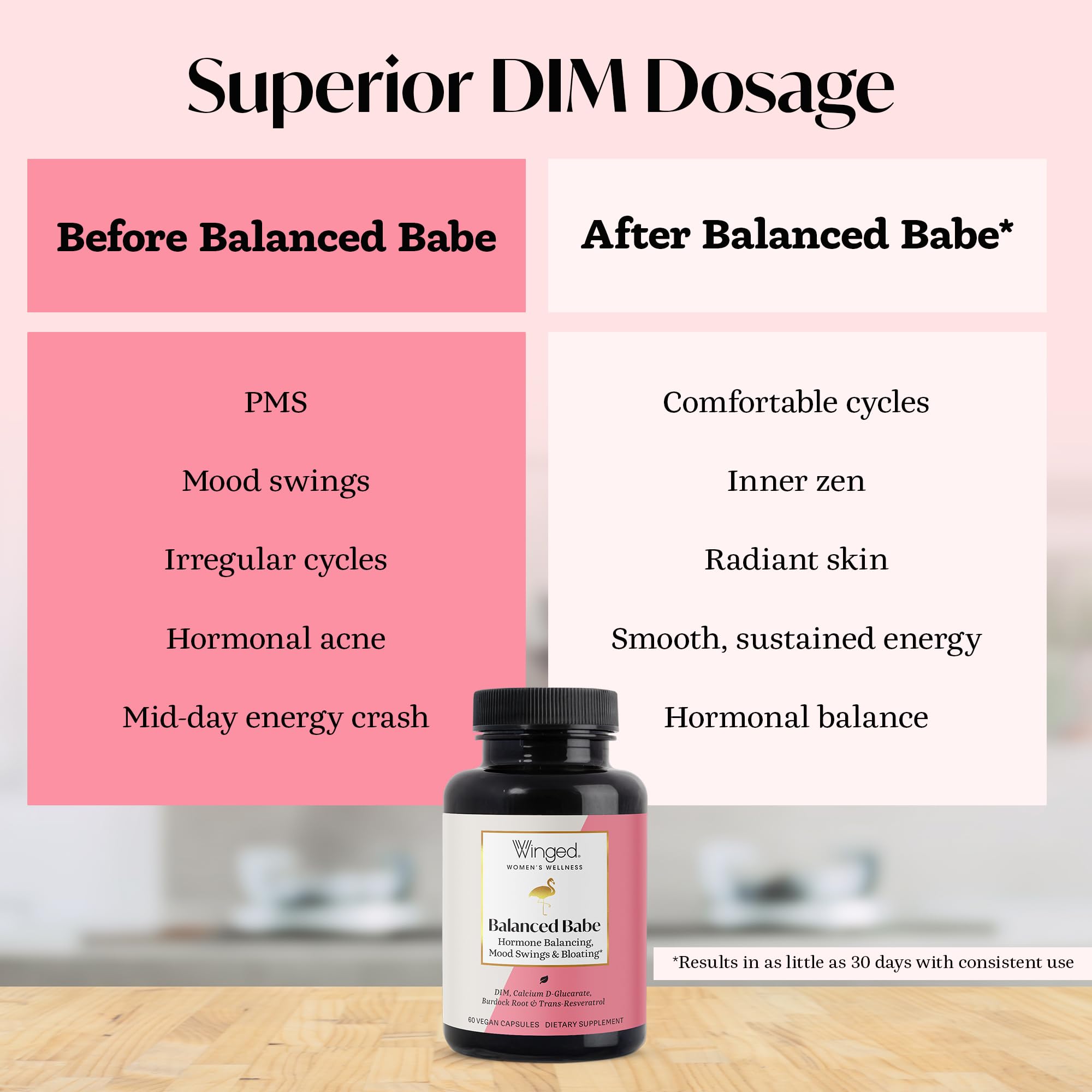 Usage scene with two Balance Babe capsules in daily routine.